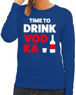 Bellatio Decorations Time to drink Vodka tekst sweater blauw voor dames 2XL