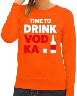 Bellatio Decorations Time to drink Vodka tekst sweater oranje dames - dames trui Time to drink Vodka - oranje kleding XS