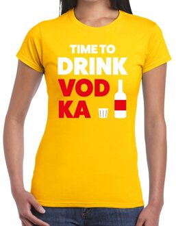 Bellatio Decorations Time to drink Vodka tekst t-shirt geel dames 2XL