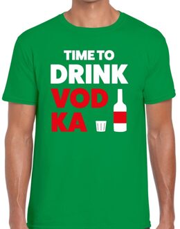 Bellatio Decorations Time to drink Vodka tekst t-shirt groen heren