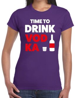 Bellatio Decorations Time to drink Vodka tekst t-shirt paars dames XS