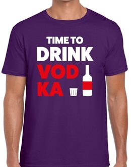Bellatio Decorations Time to drink Vodka tekst t-shirt paars heren