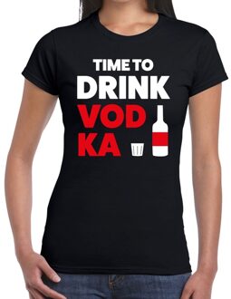 Bellatio Decorations Time to drink Vodka tekst t-shirt zwart dames XS