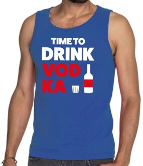 Bellatio Decorations Time to drink Vodka tekst tanktop / mouwloos shirt blauw 2XL