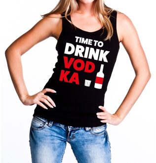 Bellatio Decorations Time to drink Vodka tekst tanktop / mouwloos shirt zwart dames L