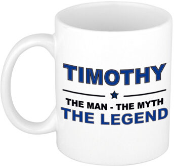 Bellatio Decorations Timothy cadeau mok - man myth legend - naam koffiemok / beker - wit en blauw - 300 ml