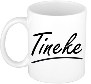 Bellatio Decorations Tineke voornaam kado beker / mok sierlijke letters - gepersonaliseerde mok met naam - Naam mokken Multikleur