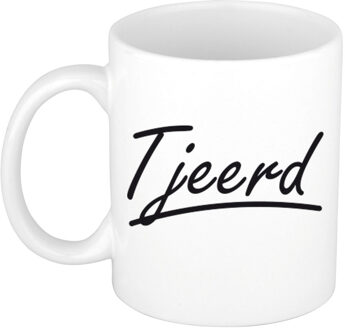 Bellatio Decorations Tjeerd voornaam kado beker / mok sierlijke letters - gepersonaliseerde mok met naam - Naam mokken Multikleur