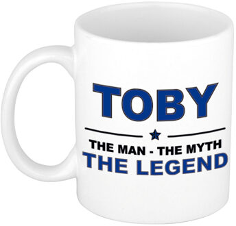 Bellatio Decorations Toby The man, The myth the legend collega kado mokken/bekers 300 ml Donkerblauw
