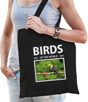 Bellatio Decorations Toekan vogel tasje zwart volwassenen en kinderen - birds of the world kado boodschappen tas