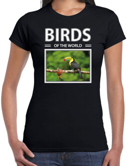 Bellatio Decorations Toekans t-shirt met dieren foto birds of the world zwart voor dames