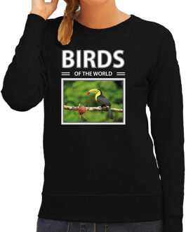 Bellatio Decorations Toekans vogel sweater / trui met dieren foto birds of the world zwart voor dames