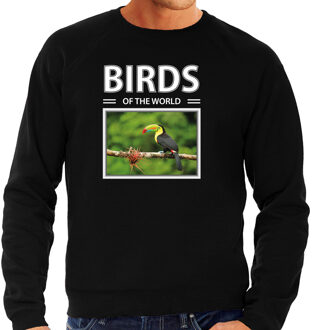 Bellatio Decorations Toekans vogel sweater / trui met dieren foto birds of the world zwart voor heren