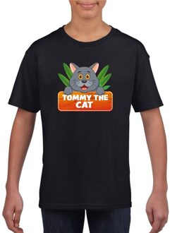 Bellatio Decorations Tommy de kat t-shirt zwart voor kinderen - unisex - katten / poezen shirt L (146-152)