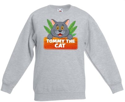 Bellatio Decorations Tommy the Cat sweater grijs voor kinderen - unisex - katten / poezen trui 12-13 jaar (152/164)