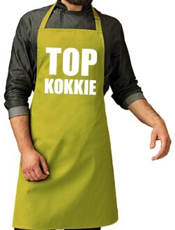 Bellatio Decorations Top kokkie - barbeque en keuken schort - lime groen - voor heren - cadeau schorten