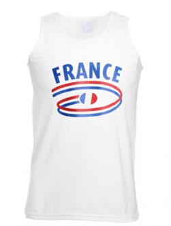 Bellatio Decorations Top met vlaggen thema Frankrijk heren Wit