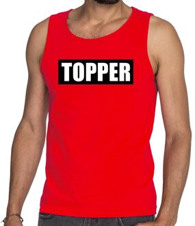 Bellatio Decorations Topper  in kader tanktop heren rood  / mouwloos shirt Topper in zwarte balk - heren 2XL