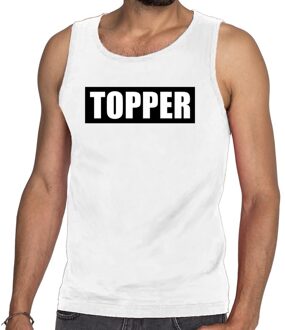 Bellatio Decorations Topper in kader tanktop / mouwloos shirt wit heren