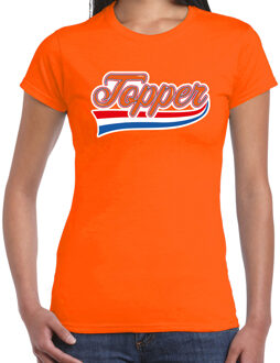 Bellatio Decorations Topper sierlijke wimpel t-shirt oranje voor dames - EK/WK - Koningsdag shirts 2XL