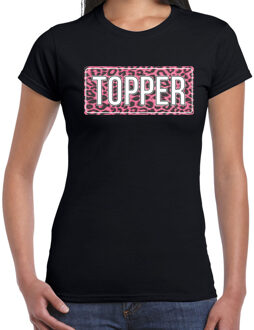 Bellatio Decorations Topper t-shirt met panter print roze voor dames 2XL