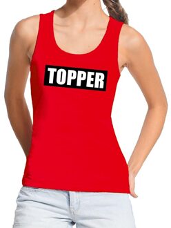 Bellatio Decorations Topper tanktop / mouwloos shirt rood dames - tekst tanktop / mouwloos shirt Topper in zwarte balk - dames L