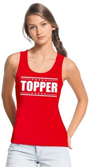 Bellatio Decorations Topper tanktop mouwloos shirt rood met witte letters dames