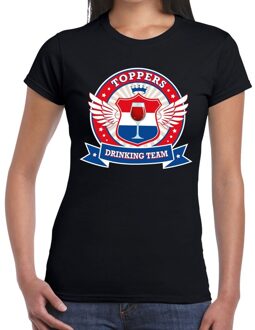 Bellatio Decorations Toppers drinking team t-shirt / t-shirt zwart dames - Toppers kleding XS