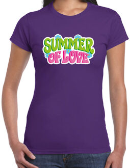 Bellatio Decorations Toppers Jaren 60 Flower Power Summer Of Love verkleed shirt paars dames L - Feestshirts