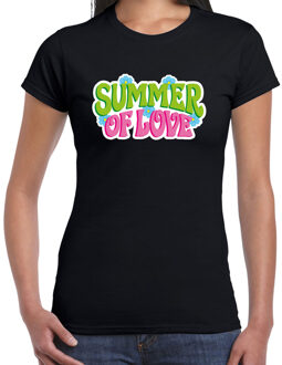 Bellatio Decorations Toppers Jaren 60 Flower Power Summer Of Love verkleed shirt zwart dames L - Feestshirts