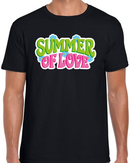 Bellatio Decorations Toppers Jaren 60 Flower Power Summer Of Love verkleed shirt zwart heren 2XL - Feestshirts