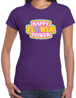 Bellatio Decorations Toppers Jaren 60 Happy Flower Power verkleed shirt paars dames XL - Feestshirts