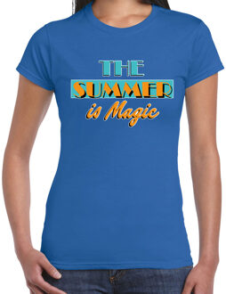 Bellatio Decorations Toppers verkleed T-shirt dames - The summer is Magic - blauw - Miami Vice - Tropische feestkleding S