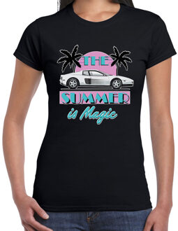 Bellatio Decorations Toppers verkleed T-shirt dames - The summer is Magic - zwart - Miami auto - Tropische feestkleding M