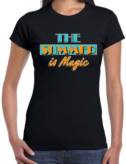 Bellatio Decorations Toppers verkleed T-shirt dames - The summer is Magic - zwart - Miami Vice - Tropische feestkleding