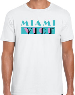 Bellatio Decorations Toppers verkleed T-shirt heren - Miami Vice - wit - Tropische feestkleding L