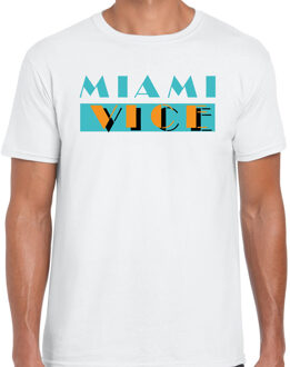 Bellatio Decorations Toppers verkleed T-shirt heren - Miami Vice - wit - Tropische feestkleding L