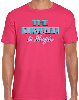Bellatio Decorations Toppers verkleed T-shirt heren - The summer is Magic - roze - Miami Vice - Tropische feestkleding M