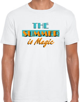 Bellatio Decorations Toppers verkleed T-shirt heren - The summer is Magic - wit - Miami Vice - Tropische feestkleding S