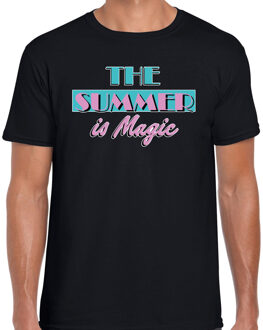 Bellatio Decorations Toppers verkleed T-shirt heren - The summer is Magic - zwart - Miami Vice - Tropische feestkleding S