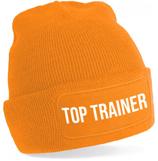Bellatio Decorations Trainer muts voor volwassenen - oranje - top Trainer - wintermuts - beanie - one size - unisex
