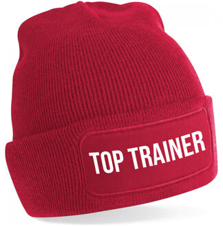 Bellatio Decorations Trainer muts voor volwassenen - rood - top Trainer - wintermuts - beanie - one size - unisex
