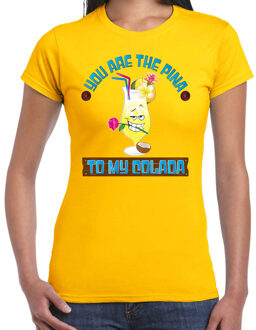 Bellatio Decorations Tropical party T-shirt voor dames - pina colada - geel - carnaval - tropisch themafeest