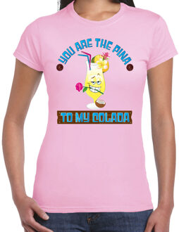 Bellatio Decorations Tropical party T-shirt voor dames - pina colada - roze - carnaval - tropisch themafeest M