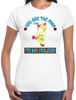 Bellatio Decorations Tropical party T-shirt voor dames - pina colada - wit - carnaval - tropisch themafeest M