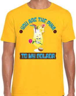 Bellatio Decorations Tropical party T-shirt voor heren - pina colada - geel - carnaval - tropisch themafeest 2XL