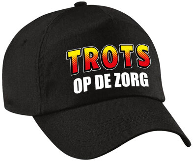 Bellatio Decorations Trots op de zorg pet zwart voor dames en heren - waardering baseball caps - steun zorgpersoneel petten