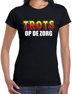 Bellatio Decorations Trots op de zorg t-shirt zwart voor dames 2XL