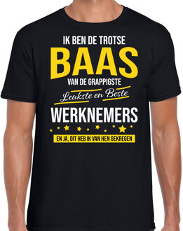 Bellatio Decorations Trotse baas van de leukste en beste werknemers cadeau t-shirt zwart voor heren - kado voor een baas / werkgever M