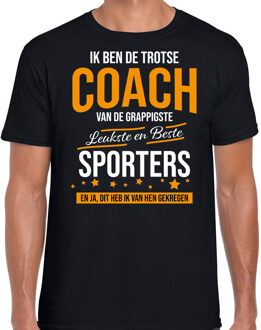 Bellatio Decorations Trotse coach van de beste sporters cadeau t-shirt zwart voor heren -  kado voor een sport / coach 2XL